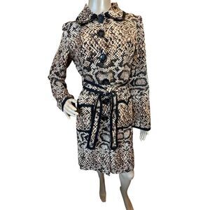 Nanette Lepore Animal Print Belted Trench Coat Mob Wife Office Siren Jacket SZ 6